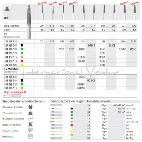 [IT23470-8] Fresa dental 50D18/6